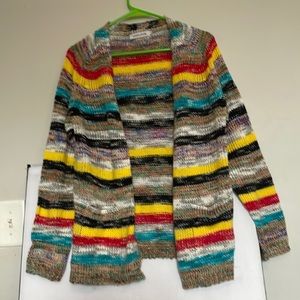 Misslook Womens Multicolored Stripe Open Sweater